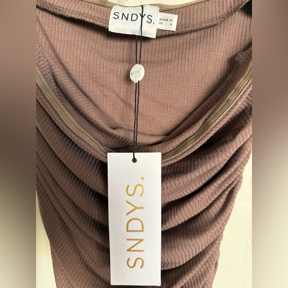 SNDYS Ribbed Ruched Women’s Bodysuit Brown - New With Tags - US 6